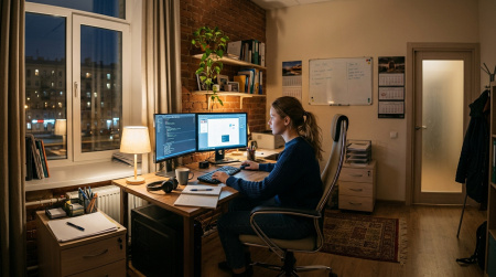 Девушка за компьютером