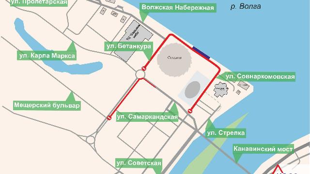 Движение транспорта ограничат по местному проезду Волжской набережной 13 июня